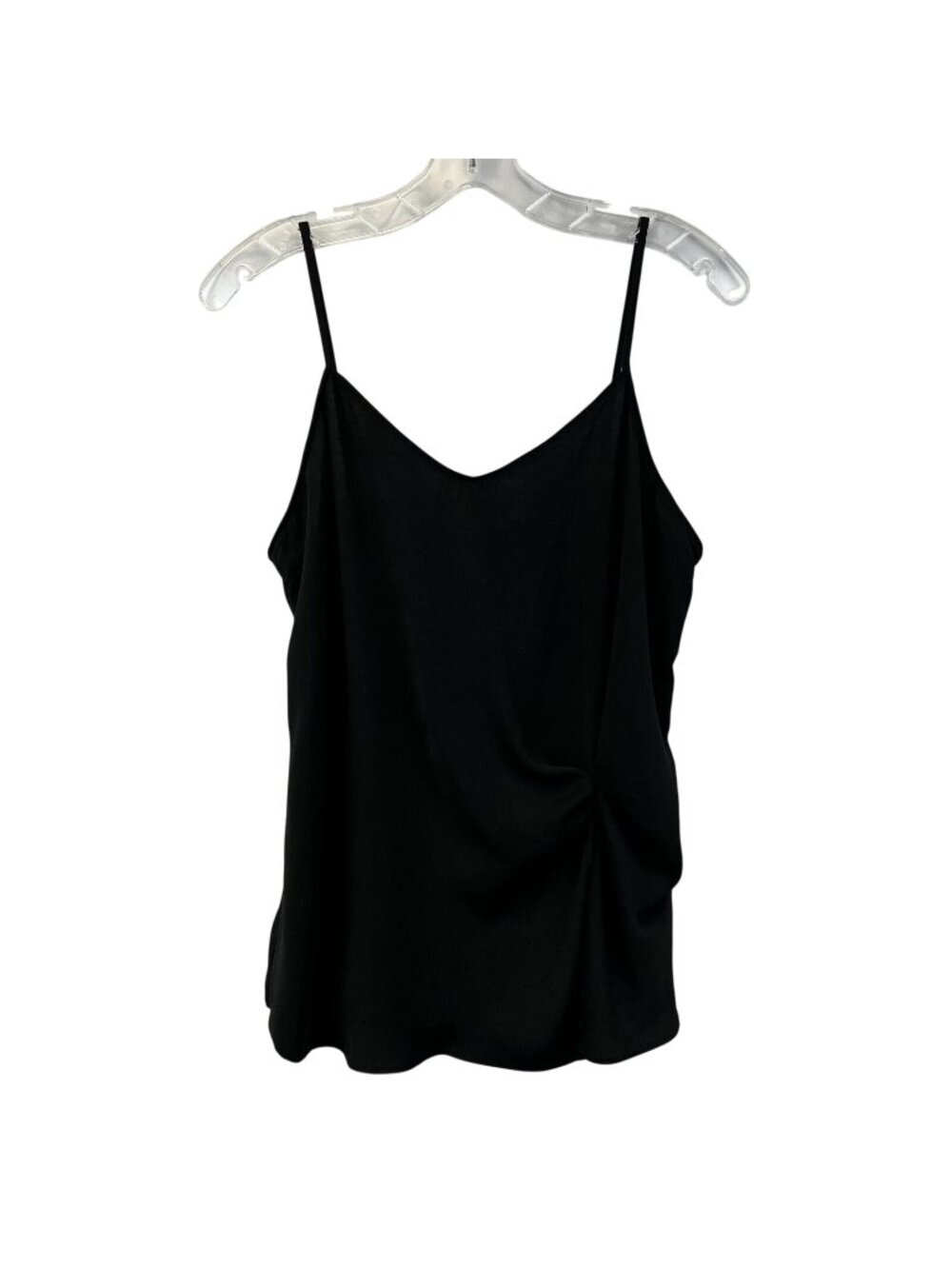 Naked Zebra Womens Tank Top Black Adjustable Spaghetti Strap Ruched Small